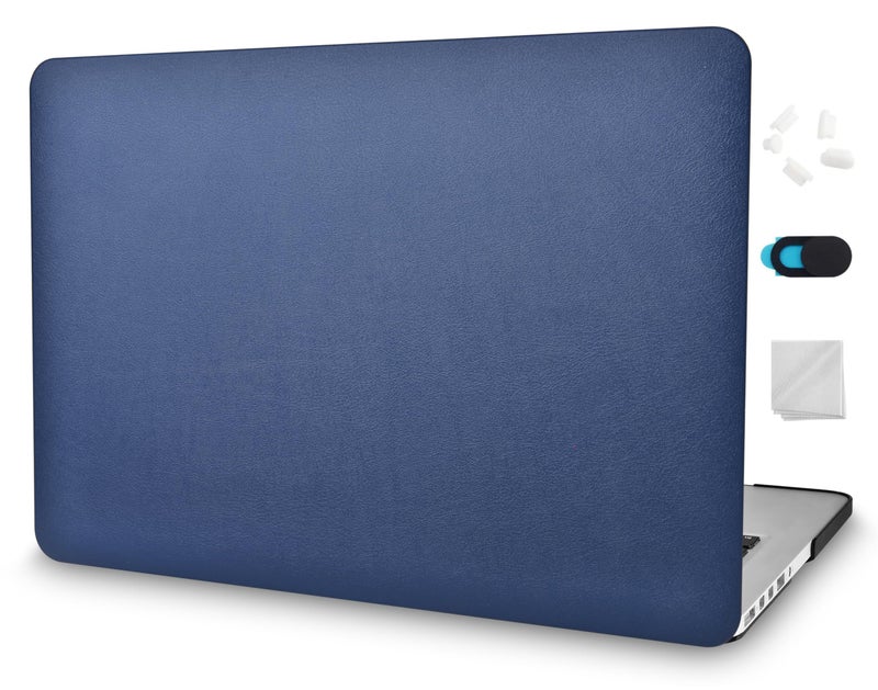 KECC Compatible with MacBook Pro 16 inch Case 2020 2019 Release A2141 with Touch Bar Protective Italian Leather Hard Shell Case, Navy Blue Leather - Image 2